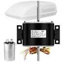 3315332.005 RV Air Conditioner Fan Motor with Capacitor, 1/4 HP, 3-Speed, Compatible with Dometic Brisk Air II, Genteq F48AF70A61