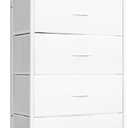 Mifuro Tall Dresser for Bedroom, Vertical Storage Organizer Tower with 6 Drawers, Chest of Drawers with Fabric Bins, Steel Frame, Wood Top for Bedroom, Closet, Entryway- White
