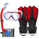 HH HHAO SPORT Kids Snorkeling Set with Fins Anti Leak Snorkeling Gear for Kids with Adjustable Flippers, Youth Junior Full Dry Snorkel Set Swimming Goggles with Nose Cover Diving Mask Scuba with Bag