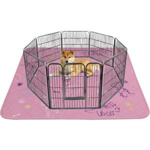 IEUUMLER Washable Pee Pads for Dogs, 1 Pack Non-Slip & Waterproof Pack Whelping Pad, Reusable Washable Puppy Potty Training Pad with Fast Absorbent for Playpen EU007 (Pink Dinosaur, 63"X63"-1pcs)