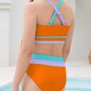 blibean Girls Swimsuit Teen Colorblock Bathing Suits, Orange, Size 12-13