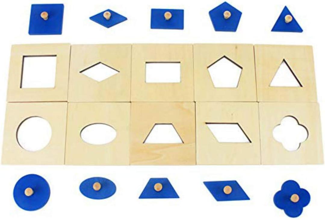 DANNI Family Version Baby Shape Cognition Toy Montessori Wood Geometric Insets Set/10 Early Childhood Education Preschool Training Kids Toys