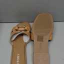 FITORY Women's Flat Sandals Fashion Square Open Toe Slides With Metal Chain Slippers for Summer Size 10