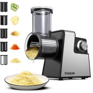 Electric Cheese Grater,5-In-1 Electric Grater,300W Salad Maker,Electric Slicer with One-Touch Control,Food Electric Slicer Shredder,Graters for Kitchen for Vegetables Cucumber Carrots Cabbage Nuts