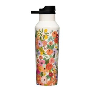 Corkcicle x Rifle Paper Co. Sport Canteen Insulated Tumbler, Garden Party Cream, 20 oz – Reusable Water Bottle Keeps Beverages Cold for 25hrs, Hot 12hrs – Cupholder Friendly Tumbler with Screw-On Cap