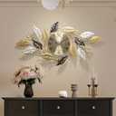 Gold Wall Clock, Quartz Silent Movement, Abstract 3D Metal Wall Art Decor, Large