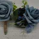 Dusty Blue Corsage and Boutonniere Set, Rose Boutonniere for Men Wedding, Prom Artificial Flower Wrist Corsage Bracelets, Homecoming Corsage Wristlet, Flowers Accessories Prom Suit Decorations