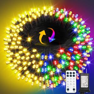 1000 LED Color Changing Christmas String Lights, 328FT Warm White Multicolor Outdoor Fairy Lights with Remote, Timer, Memory, 8 Modes, Waterproof Christmas Tree Lights for Bedroom Patio Party