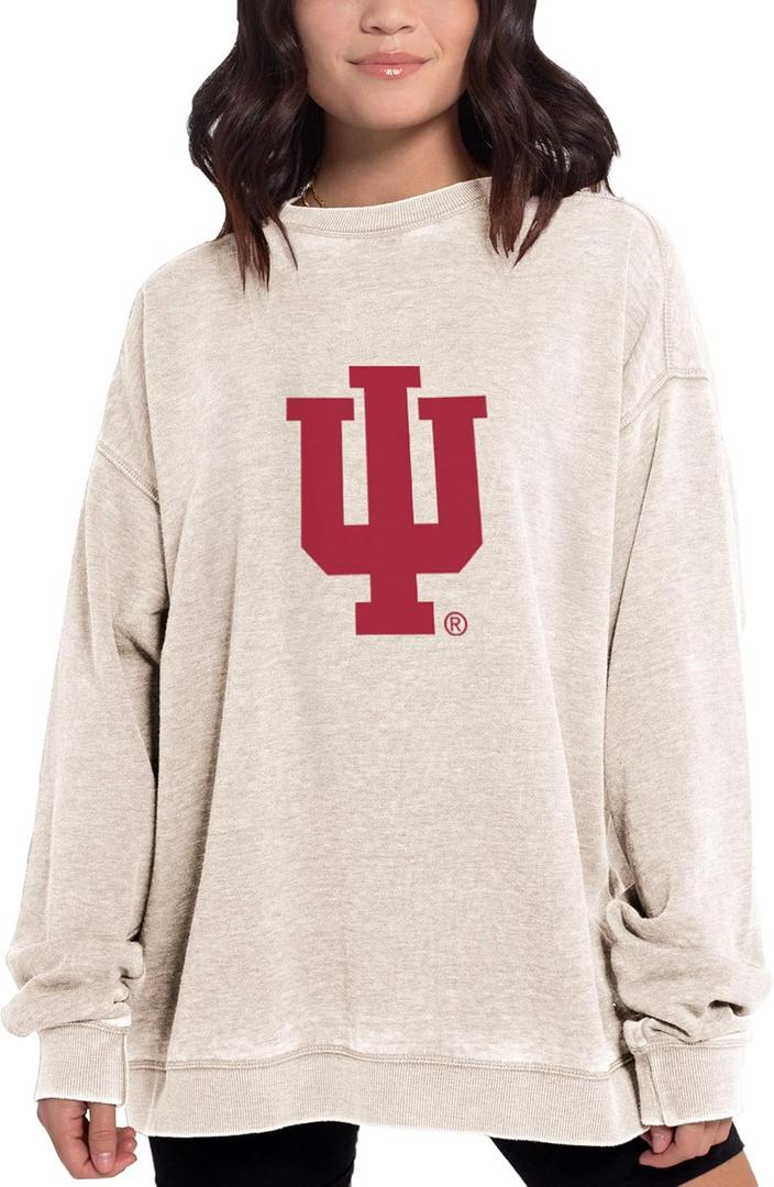 chicka-d NCAA womens Campus Pullover (Large, Oatmeal)
