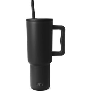 Simple Modern 40 oz Trek Tumbler with Handle and Straw Lid | Cup Holder Friendly Insulated Stainless Steel Travel Mug | Midnight Black