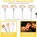 Newhale Set of 4 Lollipop Solar Christmas Decorations, 8 Modes Swaying Garden Lights, Outdoor Pathway Solar Christmas Stake Lights, Upgraded Base on Firefly Light for Lawn Decor, Warm White