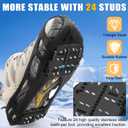 FUSIGO Ice Cleats for Shoes and Boots Crampons Snow Traction Cleats for Walking on Snow and Ice Non-Slip Ice Shoe Grippers Men Women Kids Stretch Rubber Ice Cleats, 24 Studs (Large (7.5-10 men/9-11 women))