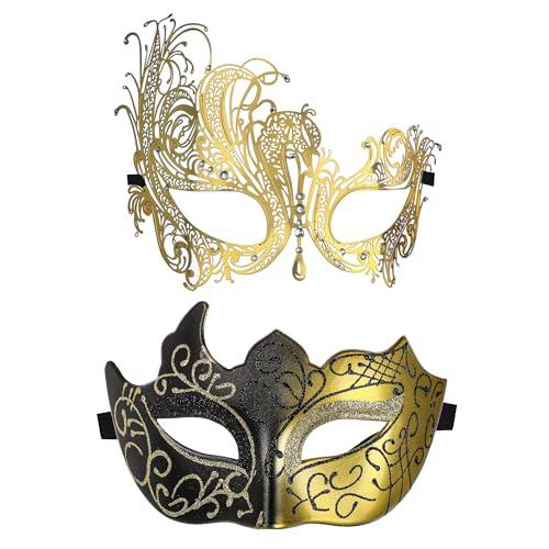 YU FENG Venetian Masquerade Mask Set Costume Mask for Women Couples Besties Metal Masks for Prom,Balls,Mardi Gras,Halloween,Party