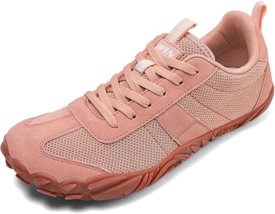 UBFEN Sneakers Barefoot Shoes for Womens Mens Minimalist Trail Running Hiking Comfortable Walking (Pink)