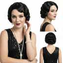 Short Black 1920s Wig for Women Gatsby roaring 20s Finger Wave Party Synthetic Full Vintage Wigs for Womens Lady Cosplay Costume Fancy Dress 1920 Flapper Wig (Black)
