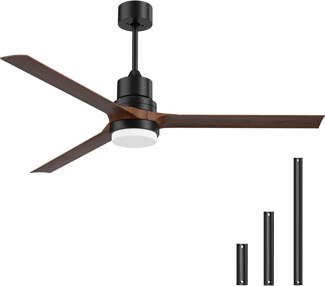 Ceiling Fans with Lights and Remote, Indoor and Outdoor, 60-inch Ceiling Fan with Reversible DC Motor for Patio Bedroom Living Room