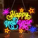 Retisee Happy New Year Neon Sign Light USB Powered LED Happy New Year Neon Sign for Bedroom Wall Decor 2026 Spring Festival Party Supplies(Fireworks)
