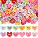 DECYOOL 120Pcs Valentine Conversation Heart Resin Pastel Candy Heart Ornament,12 Colors Conversation Heart Ornament and Valentine Candy Vase Filler for Table Scatter Wedding Home Party Decor