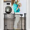 29-40Easy Walk Thru Baby Gate for Doorways&Stroller,Auto Close Dog Gate Indoor for Stair,No Drill Pressure Mounted Baby Gate with Large Walk-Through Door,Safety Gate for Children&Pets(Black)