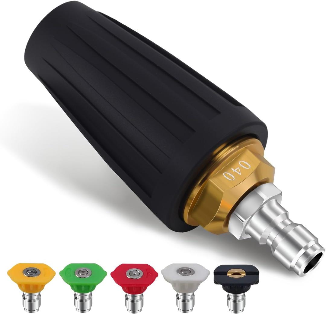 Weslymoo Pressure Washer Spray Nozzle, Power Washer Tips 4000 PSI Max Rotating with 5 Pressure Washer Tips, 1/4" Quick Connect for Cleaning PatioBrickDrivewayVinyl Surface, 4.0 Gpm 4.0 Orifice