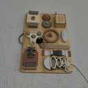 Joyreal Montessori Busy Board for Toddlers - Wooden Sensory Board Activity Board for Fine Motor Skills, Travel Baby Busy Board Sensory Toys for Kids