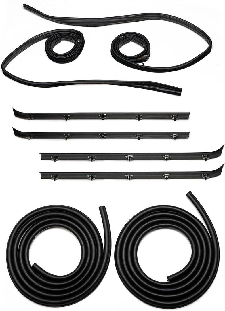 WEILEITE Front Door Window Molding Rubber Felt Trim Seal Weather Stripping Kit Fit for GMC C1500 C2500 C3500 K1500 K2500 K3500 Jimmy Chevy C10 C20 C30 K10 K20 K30 Blazer Suburban V1500 R1500 Truck