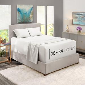 Nestl King Size Sheet Set, 4 Piece Extra Deep Pocket (18-24 inches), Microfiber, Hotel Luxury, Soft, Breathable, Wrinkle-Free, Easy to Care, White
