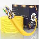 Cat6 Ethernet Cable 1000FT Channel Test Pass, Cat6 1000ft Ethernet Cable 23AWG Solid CCA, Cat6 Cable 550MHZ 10G with Easy Pull Box Yellow