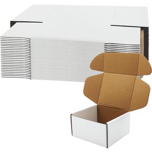 6x5x3 inch Shipping Boxes, White Corrugated Cardboard Box Literature Mailing Shipping Packaging Recyclable Storage Boxes and Craft Gifts Giving Products Business White Box Set of 25 (6''x5''x3'')