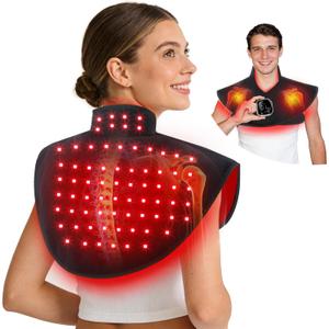 All-in-One Cordless Red Light Therapy for Neck Shoulders and Back, 850nm Infrared Therapy Neck & Shoulders Heating Pad with Timer, for Joints & Muscle Relaxation, Easy Clean