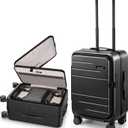 LUGGEX Carry On Luggage Top Opening & Front Opening, FLP Aluminum Frame Trunk Style Luggage with Front Pocket, Polycarbonate Hard Shell Suitcase (FX- Enhance, Blue, 21 Inch, 38L)