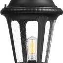 zeyu Exterior Large Post Light Fixture, 25.6 Inch Outdoor Pole Lantern Light for Outside, Die-Cast Aluminum in Black Finish, Seeded Glass Shade, ZX54P BK