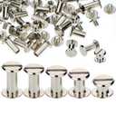 100 Sets Chicago Screws Binding Screw Leather Screw Nail Rivet Button Solid Belt Tack,for DIY Leather Decoration Bookbinding - Silver M5x1/4, 3/8, 1/2, 9/16,11/16 Inches