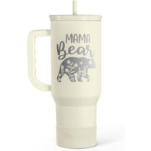 Mom Tumbler with Handle 40oz, Mama Bear Cup Stainless Steel Insulated Tumblers Coffee Travel Mug, Gifts for Moms from Daughter Son, Best Mother Gift for Christmas Birthday Mothers Day