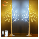 ZHOUDUIDUI Set of 2 Lighted Birch Tree, 4ft 48LED Birch Tree Lights,Artificial Twig Tree Light 9Modes Timer for Indoor Outdoor Christmas Halloween Easter Home Party Wedding Decor,Warm & Cool White