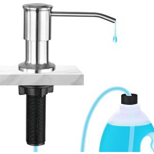 Soap Dispenser for Kitchen Sink, Upgrade Built in Sink Soap Dispenser Brushed Nickel, Countertop Sink Soap Dispenser Pump with 47" Extension Tube kit, No Need More Refills