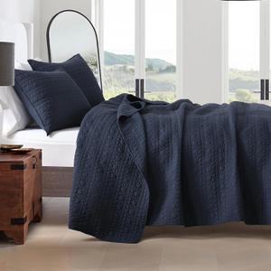 HORIMOTE HOME Navy Quilt Set Twin Size, Lightweight Soft Pre-Washed Microfiber Circle Pattern Bedspread Coverlet, 2 Pieces Quilt Bedding Set with Pillow Shams for All Season, 68x86 inches