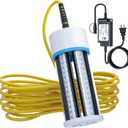 Underwater Fishing Light, 110V & 12V Super Bright Green LED Submersible Light Attractants for Docks, Boats or Kayaks, IP68 Rated for Fresh & Salt Water (30ft Cable)