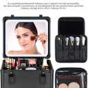 Makeup Case with Lighted Mirror, Travel Makeup Bag Organizer with 3CCT LED Mirror, Cosmetic Bag for Women with Adjustable Divider, Makeup Storage Box with Lock, Waterproof Travel Train Case