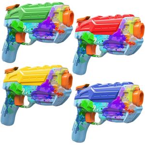 4 Pack Water Gun for Kids, Watercolor Squirt Gun with Trigger Super Water Blaster Soaker Squirters Toys, Long Range Water Pistol Gun for Summer Outdoor Pool/Beach/Yard/Party Play