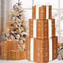 Epakh 3 Pack Gingerbread Cookie Boxes Decoration Large Christmas Stacking Boxes with Lids for Gingerbread Cookie Decorative Nesting Storage Gift for Xmas Holiday Birthday Party Gift Decor Supplies