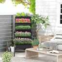 Homdox 5-Tier Elevated Garden Bed with Lockable Caster Wheels - Freestanding Vertical Raised Bed with 5 Garden Planter Boxes- Perfect to Grow Vegetables Herbs Flowers Indoor(Black)