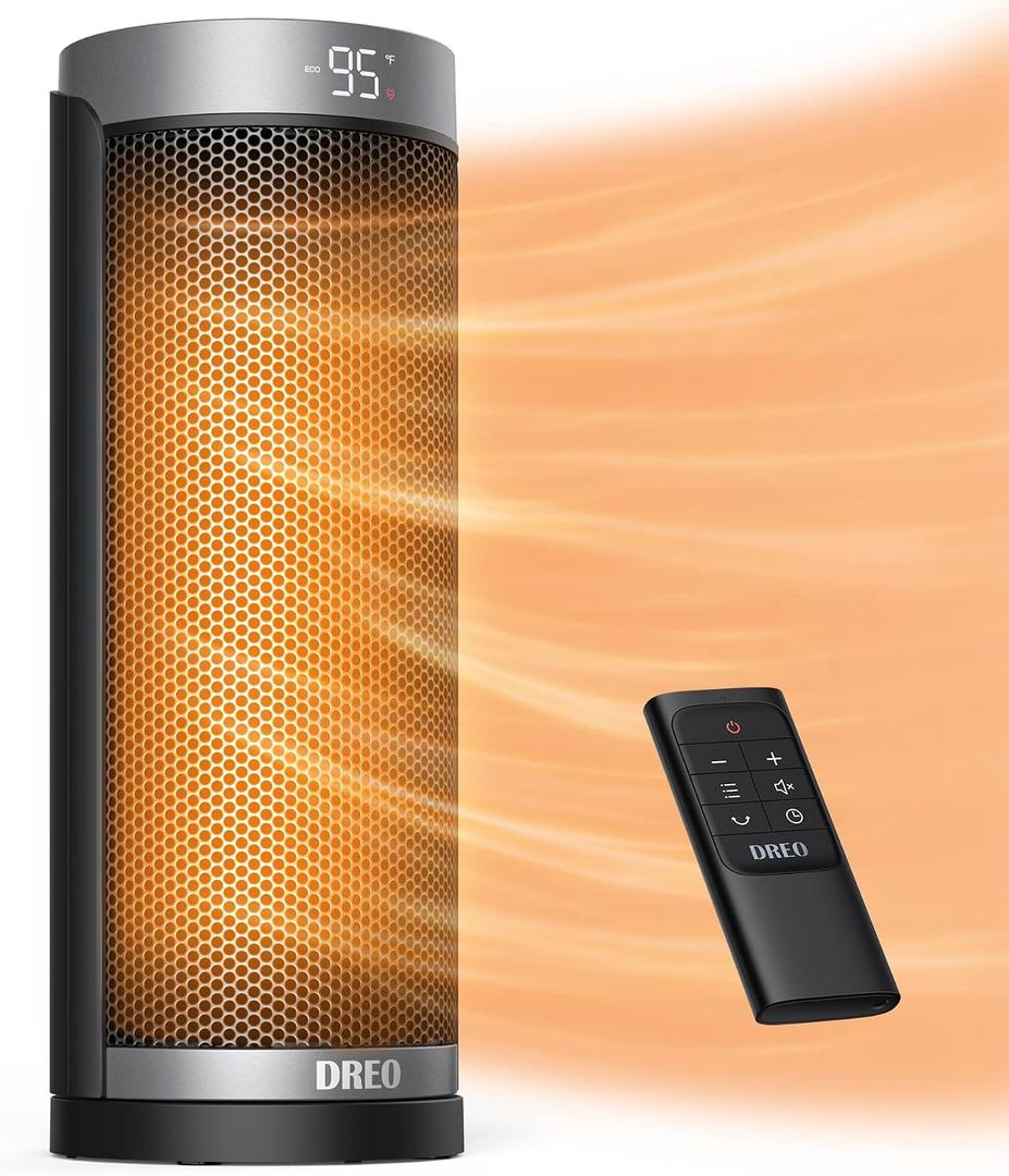 Dreo Space Heaters for Indoor Use, Electric Heater with Remote for Bedroom Large Room, 16 inch Upgraded 1500W Fast Heating with Thermostat, Overheating & Tip-Over Protection, 70Oscillating, Portable