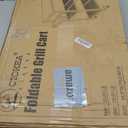 Ciokea Folding Outdoor Grill Cart with Wheels, 3-Shelf Grill Table with 27x18 in Stainless Steel Top, Rolling Pizza Oven Stand, Metal Portable Cart for BBQ Patio Camping (Black)