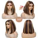 Highlight Straight Bob Wig Human Hair 4/27 Ombre Blonde 5x5 Hd Lace Closure Wig Wear and Go Glueless Bob Wig 10 Inch Pre Plucked With Baby Hair Short Bob Hd Transparent Lace Wigs No Glue Wig for Women