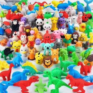 URSKYTOUS 91Pcs Animal Erasers Desk Pets for Kids Animal Pencil Erasers Bulk Puzzle Eraser Toys Gifts for Classroom Prizes,Game Reward,Treasure Box,Easter Egg Fillers,Goodie Bag Stuffers,Party Favors