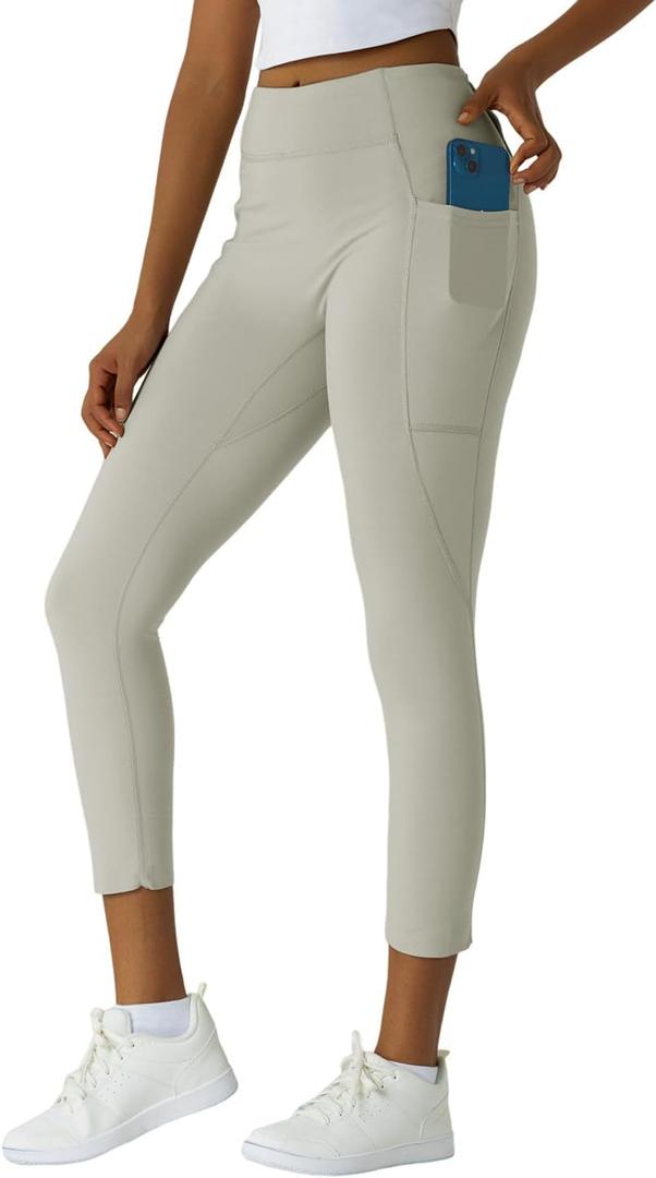 Women's High Waisted Moisture - Wicking Yoga Leggings with Pockets, Reflective Stripes & Shirt Loop for Active Lifestyle (Medium)