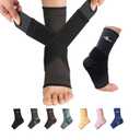 ABIRAM Foot Sleeve (Pair) with Compression Wrap, Ankle Brace For Arch, Ankle Support, Football, Basketball, Volleyball, Running, For Sprained Foot, Tendonitis, Plantar Fasciitis (Large, Black)