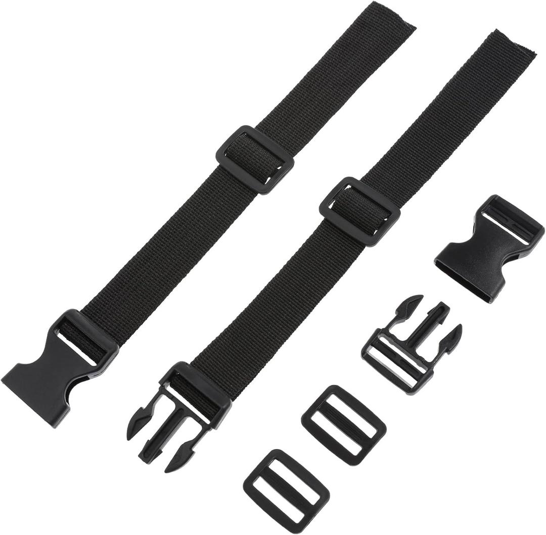 BESPORTBLE Buckle Straps Set: Black Nylon Adjustable Buckle Straps with Quick Release for Backpacking, Outdoor Activities Securing Yoga Mats Tents and Luggage, No Sewing Kit