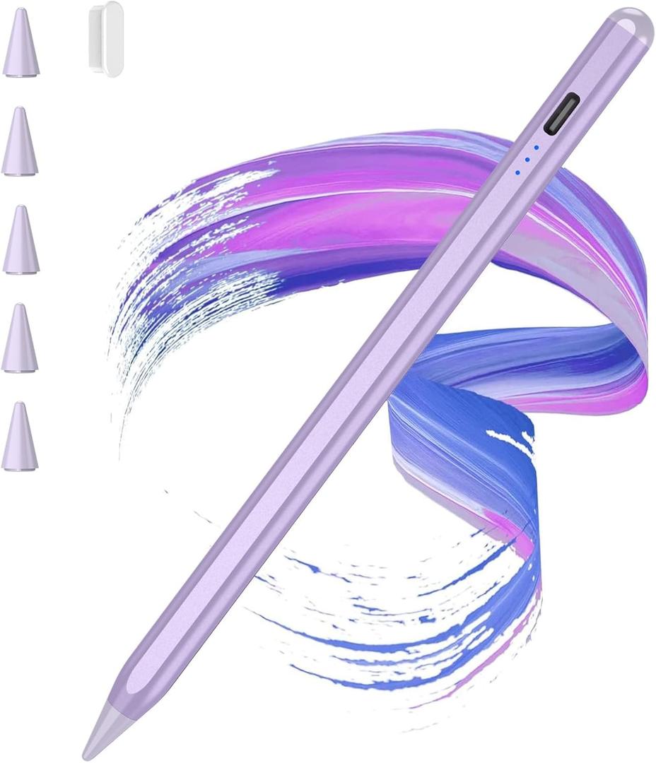 Stylus Pen for iPad 2018-2026 with Palm Rejection,Faster Charge,Tilt Sensitivity iPad Pencil Compatible with A16 11/10/9/8/7/6,Pro 11/13in (M5/M4),Air M4/M3/M2/5th/4th,Pro 11/12.9in,Mini 6/5 (Purple)